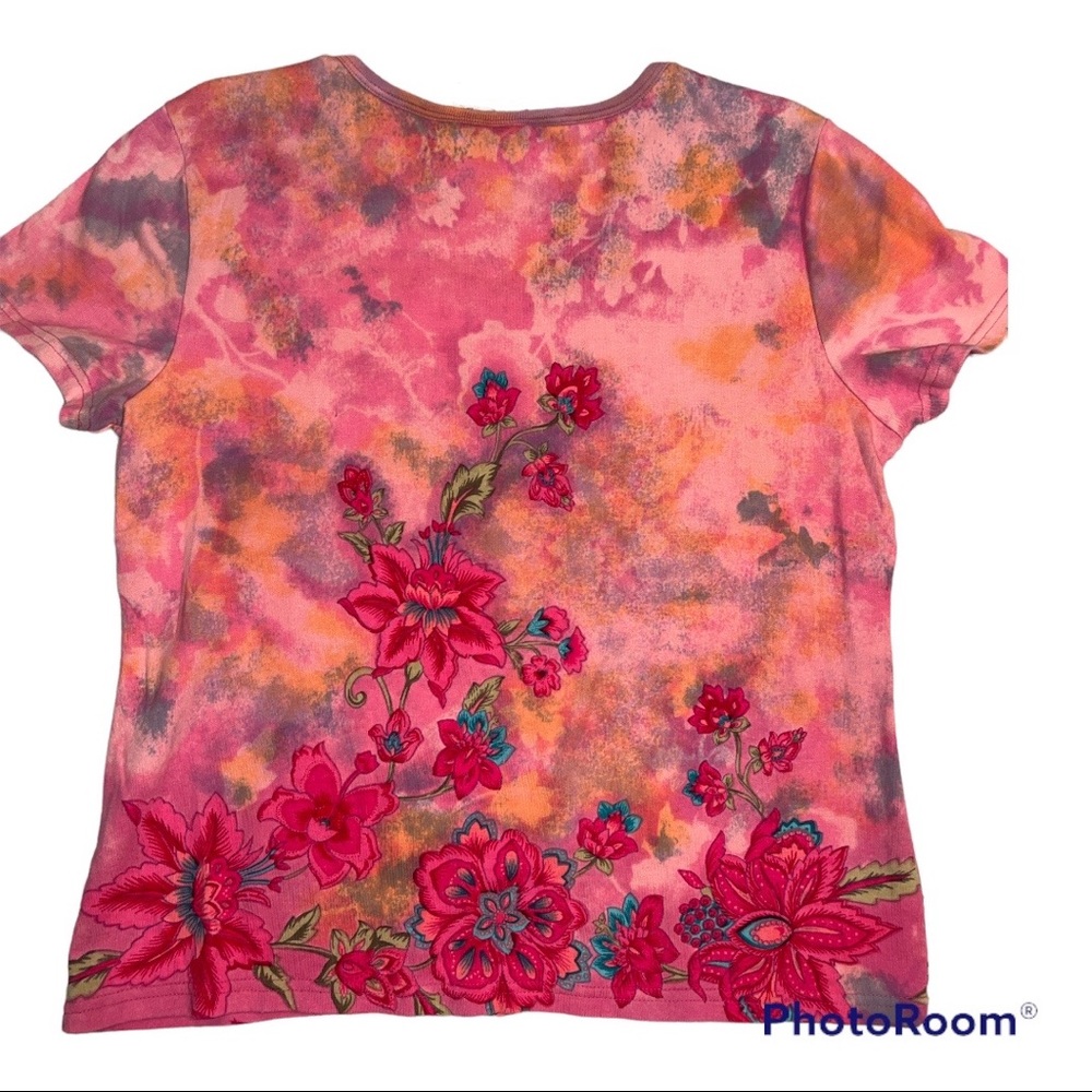 Forbidden Tee shirt with beaded detail.  Size XL. Pink floral design - Picture 9 of 9